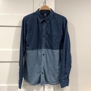 J. Crew Indigo Color Block Cotton Shirt - Medium